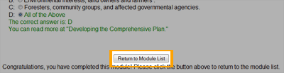 Return to Module List button: bottom of the page, below the check answers button.